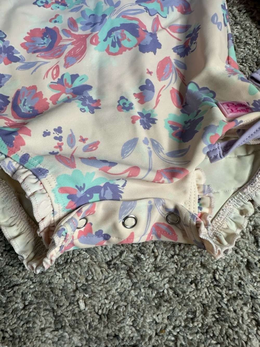 RuffleButts Princess Meadow Long Sleeved Rash Guard swimsuit 3-6 floral UPF 50 - Picture 7 of 9